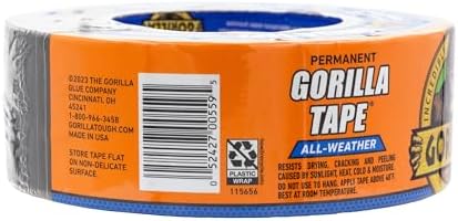 Gorilla All Weather Duct Tape, Black, 1.88" x 25 yd | UV Resistant | Waterproof | For Outdoor Repairs | 2-Pack, Pack of 6