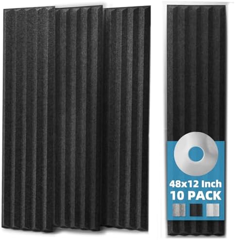 Art3d 10-Pack High-Density Acoustic Panel with Acrylic Tape, Black