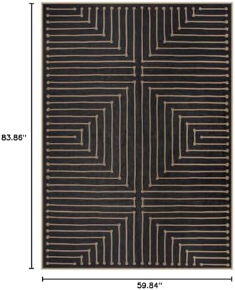 Lahome Neutral Outdoor Rug 5x7, Black and White Rug for Living Dining Room