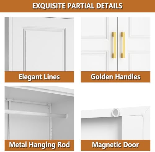 Polup 15" High White Metal Wall Cabinet, Overhead Closet Storage Unit