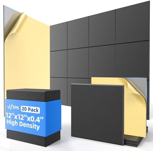 20 Pack Acoustic Panels with Self Adhesive Sound Proof Foam Panels for Wall