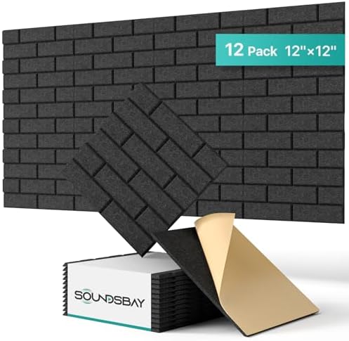 Soundsbay 12-Pack Brick Acoustic Panels, Self-Adhesive, 12"X12"