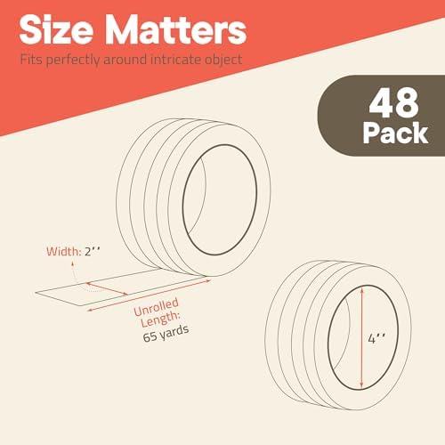 Clear Packing Tape Heavy Duty 48 Rolls, 1.7mil Thickness, Strong Adhesive for Shipping, Moving & Packaging, 1.88" Wide x 60 Yards Per Roll, Smooth Unroll, Clear Finish, Fits Standard Dispensers