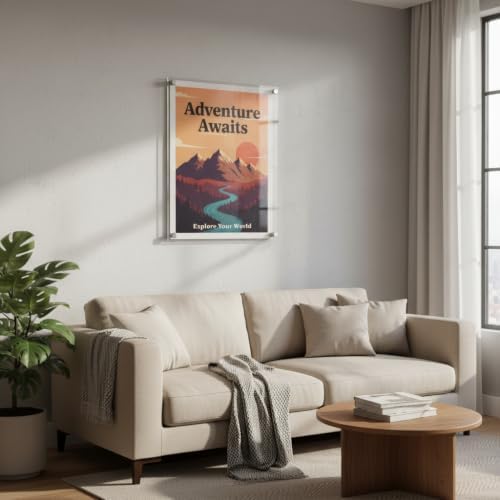 Azar Displays 105524 Standoff Sign Holder: 18" X 24" Graphic Size. Overall Frame Size: 22" X 28", clear