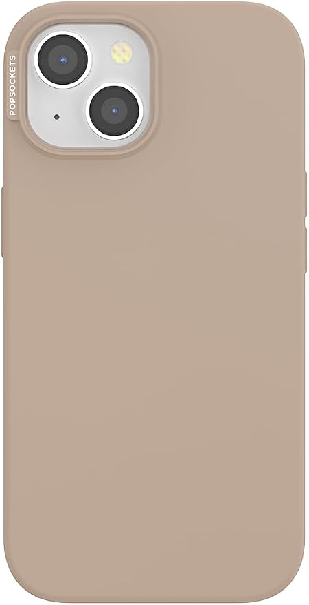 PopSockets iPhone 15 Phone Case with MagSafe- Latte | Magnetic, Wireless Charging, Camera & Drop Protection, Brown, Plain, Cream, Beige, Summer Spring
