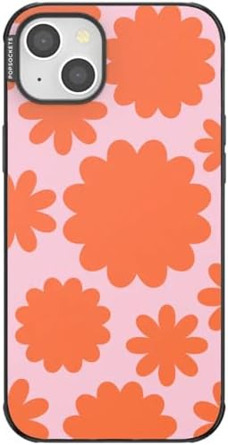 PopSockets iPhone 14 Plus Phone Case with MagSafe- Floating Florals | Magnetic, Wireless Charging, Camera & Drop Protection, Hot Pink, Flower, Floral