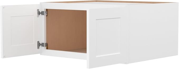 Furinno Shaker Wall Refrigerator Top Kitchen Cabinet, 2-Doors, White | 24 D x 30 W x 15 H, Adjustable Hinges, Soft-Close Shaker-Style Door, Ready to Assemble, Plywood, for Pantry, Dining Room