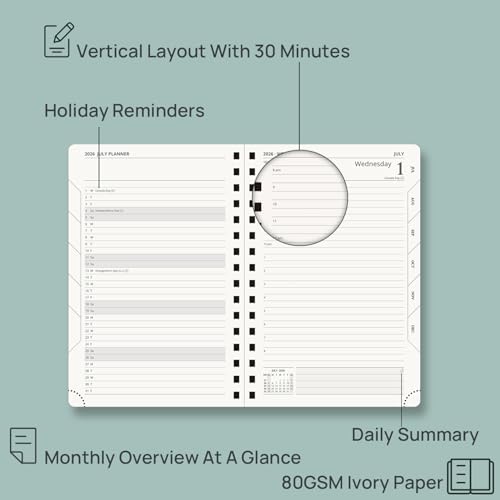 POPRUN 2026-2027 Daily Planner One Page Per Day, 5.75" x 8.5", Day Planner