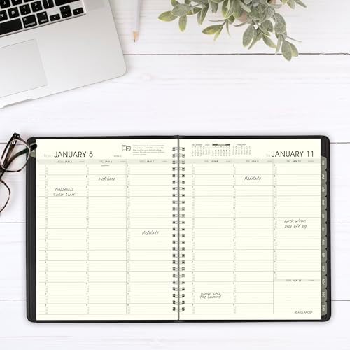 AT-A-GLANCE 2026 Appointment Book Planner, Weekly & Monthly, 7" x 8-3/4", Medium, Quarter-Hourly, Recycled, Black (70951G0526)
