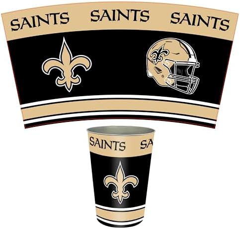 FANMATS 34715 NFL - New Orleans Saints Wastebasket | Black | 15"x10.5"x10.5" | Primary Logo, Helmet, & Wordmark