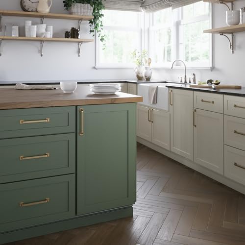 Franklin Brass 10 Pack Champagne Bronze Gold Cabinet Handles 6-5/16 inch (160mm) Kitchen Cabinet Handles and Drawer Pulls for Cupboards and Dressers |Notched Backplate