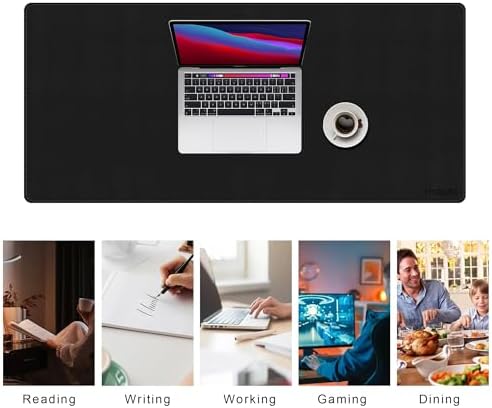 Mydours 43.3" x 15.7" XL Large Desk Mat PU Leather Gaming Mouse Pad, Black