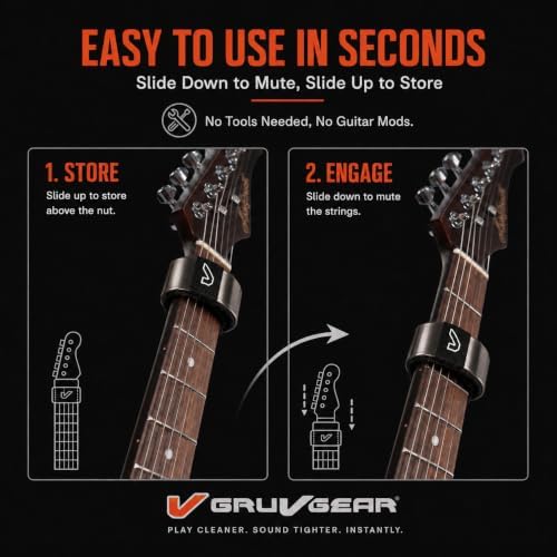 Gruv Gear Fret Wrap & Guitar Mute, Fretwrap for Acoustic, Electric & Bass | String Dampener Recording, Tapping & Practice Accessory (1 Pack, Small Titanium, Fits 4 String Bass, 6 String Guitar)