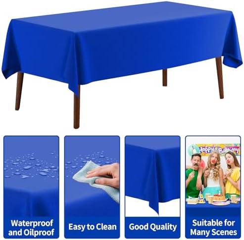 CXPSINC 54 Inch X 300 Feet Plastic Table Cover Roll Disposable Tablecloth with Slide Cutter for All Type/Shape Tables | Party, Banquet, Birthdays, Weddings(Blue, 300 Feet)
