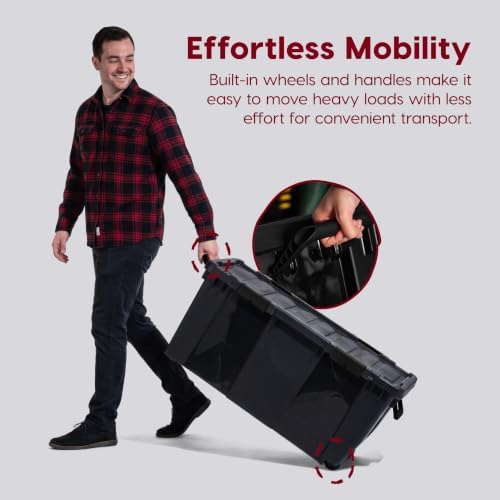 IRIS USA 2-Pack 32 Gal Heavy Duty Rolling Storage Totes with lids, Black