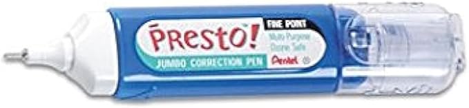 Pentel(R) Presto(TM) Jumbo Correction Pen, Fine Point, 12 ml, 4 Packs
