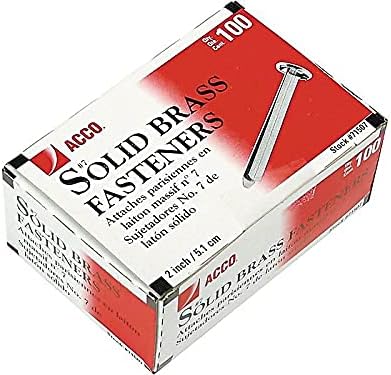High-Quality Brass Round Head Fasteners, 2" Capacity, 100/Box ACC71507