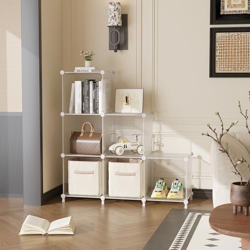 AWTATOS Cube Storage Organizer, Closet Organizers, 6 Cube Shelf, Clear