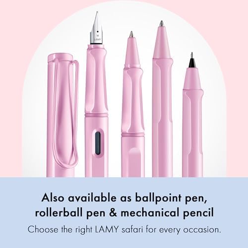 LAMY safari lightrose - Fountain Pen with ergonomic grip & polished steel nib in size EF - ideal for any Writing & Calligraphy - including LAMY T 10 blue cartridge - Right-Handed