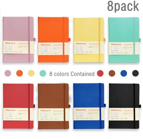 Heture 8 Pack Lined Journal Notebooks, A5 Hardcover Notebooks