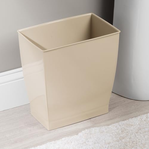 iDesign Small Plastic Bathroom Trash Can, Brown