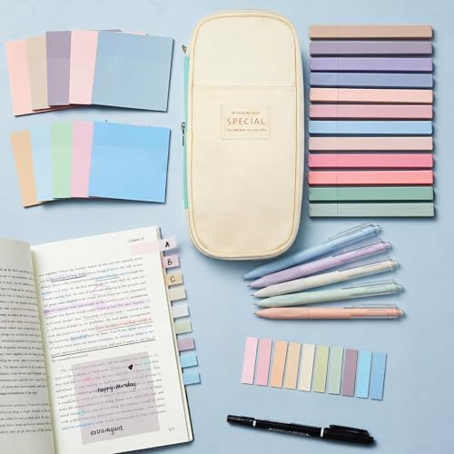 Jutom 39 Pcs Aesthetic Book Annotation Kit,Mint Green,Cute Style