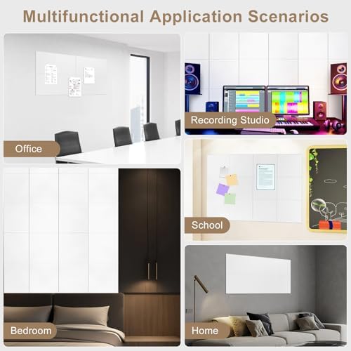 Large Felt Bulletin Board 48" x 36" Self Adhesive Cork Board Alternative 12 Pack Felt Wall Tiles Cork Boards For Walls Thick Slat Wall Panels For Home Office Classroom Decor Pin Board-Black