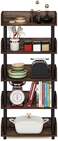 Furinno Turn-N-Tube 5-Tier Display Shelf, Open Frame, Walnut
