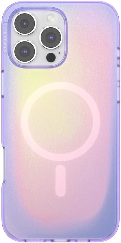 PopSockets iPhone 16 Pro Max Phone Case with MagSafe, Wireless Charging Compatible, Purple - Aura