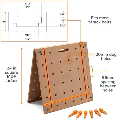 BORA Centipede T-Track Workbench - 20mm Dog Hole MFT Work Bench Table Top
