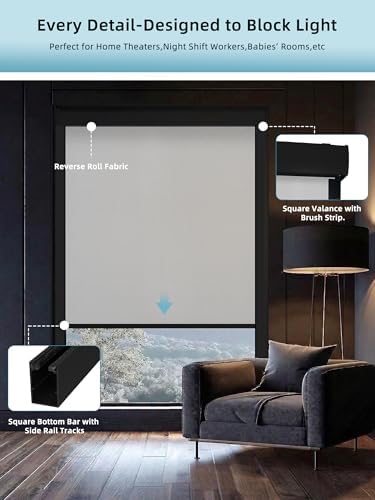 SmartWings Motorized Smart Roller Shades, 100% Blackout Essential White