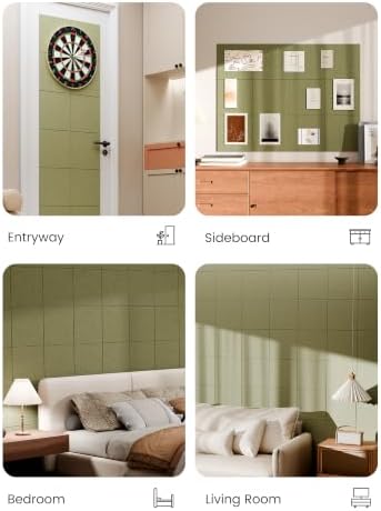 Bumusty 48"x 36" Large Felt Bulletin Board Tiles, Olive Green
