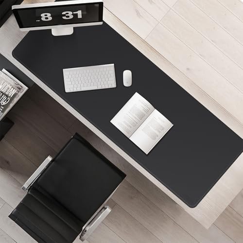 Mydours XXL Large 55" x 20" Gaming Desk Pad, PU Leather & Cork Base, Black