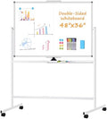 Rolling Dry Erase Whiteboard with Stand, 48" x 36" White Board on Wheels