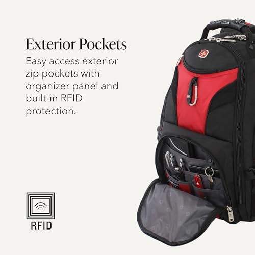 SwissGear 1900 Scansmart TSA 17-Inch Laptop Backpack, Black/Red