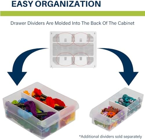 Akro-Mils 44-Drawer Plastic Drawer Storage Cabinet for Garage Organization, Bead Organizer, Building Bricks Storage, Teacher Toolbox, Makeup Organizer, 20-Inch W x 6-Inch D x 16-Inch H, 10144 White