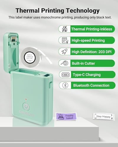 ORGBRO Label Maker, Bluetooth Label Maker Machine with Tape, X1-Green