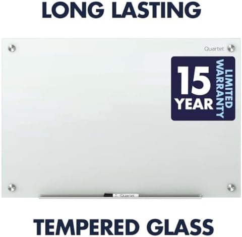 Quartet Whiteboard, Glass Dry Erase Board, Magnetic, 6' x 4', Infinity Frameless Mounting, White Surface, Accessory Tray, 1 Dry Erase Marker and 2 Glass Board Magnets (G7248W)