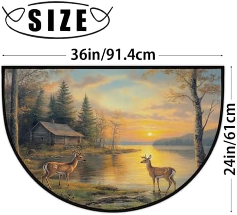 Deer Maple Autumn Half Round Door Mat Non Slip Washable Semi Circle Area Rug Absorbent Soft Half Moon Rug Floor Mat for Indoor Outdoor Kitchen Bathroom Patio Front Door Mat Decor