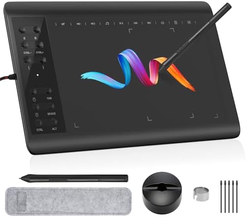 IMAGE Drawing Tablet 10x6 Inch, 8192 Pressure Levels & Battery-Free Pen