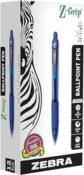 Zebra Pen Z-Grip Retractable Ballpoint Pen, Blue Ink, 0.7mm, 12-Pack