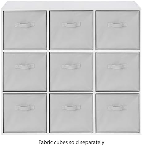Whitmor 9 Cube Bookcase, 3 Tier Stackable MDF Bookself, Open Storage Display Organizer, Storage Cabinet for Living Room, Bedroom, Home, Office, 35.5" L x 11.7" W x 35.5" H, White