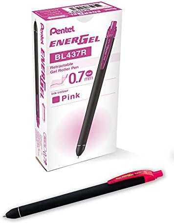 Pentel EnerGel Kuro Liquid Gel Pen, (0.7mm) Medium line, Pink Ink, 12 Pack (BL437R1-P)