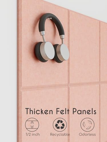 Thick Felt Pin Board Tiles 12 Pack, 11.8x11.8 Bulletin Board for Wall