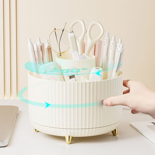 Gawsey Rose Gold Desk Organizers and Accessories with Desk Organizer 360° Rotating Pen Holder and Office Supplies, Cute Stationery Supplies Set