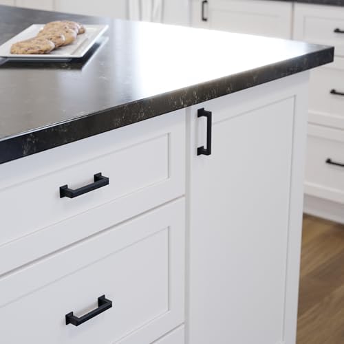 Franklin Brass 10 Pack Matte Black Cabinet Handles 3 inch (76mm) Kitchen Cabinet Handles and Drawer Pulls for Cupboards and Dressers | Stepped
