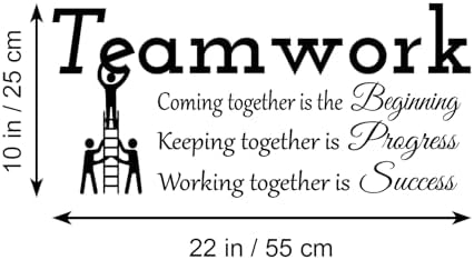 Teamwork Coming Together is The Beginning Keeping Together is Progress Working Together is Success Vinyl Wall Decal Inspirational Quote Motivational Saying Art Letters Office Wall Room Decor