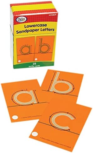 Didax Lowercase Sandpaper Letters - 28 Tactile Alphabet Cards for Grades Pre-K to 1st - Educational Letter Resources for Young Learners, Orange