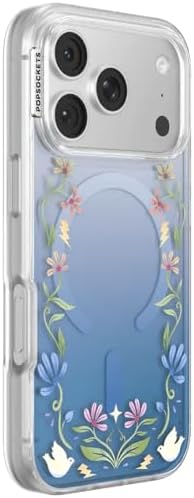 PopSockets iPhone 17 Pro Phone Case with MagSafe, Wireless Charging Compatible, Disney - Boho Wildflowers Blue