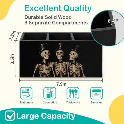 Gothic Skeleton Halloween Pen Pencil Holder for Desk
